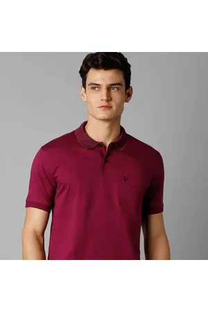 Men Maroon Solid Polo Neck T-shirt