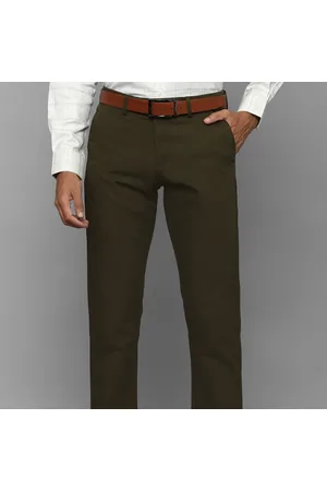 Men Khaki Regular Fit Solid Formal Trousers