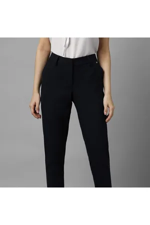 Women Black Regular Fit Solid Business Casual Trousers