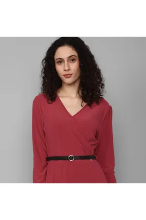 Women Maroon Solid Casual Dress