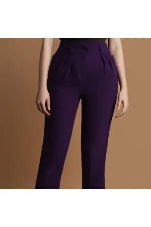 Women Black Regular Fit Solid Business Casual Trousers