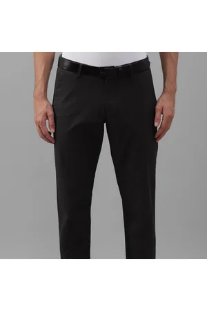 Men Black Slim Fit Solid Casual Trousers