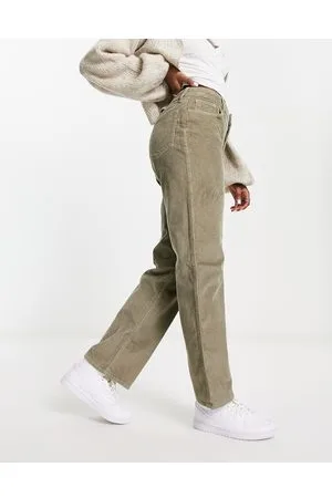 Hollister Cord dad trouser in green