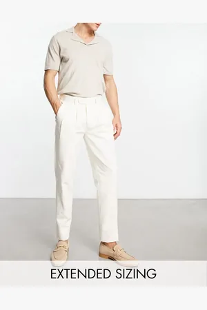 Noak Slim premium cotton twill chino trousers in off