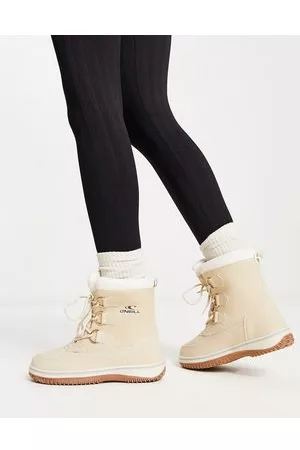 O'Neill Women High Leg Boots - Alta tall snow boots with faux fur lining in cream