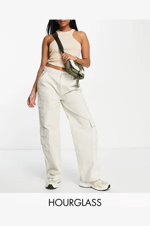 ASOS Hourglass oversized cargo trouser with multi pocket in stone
