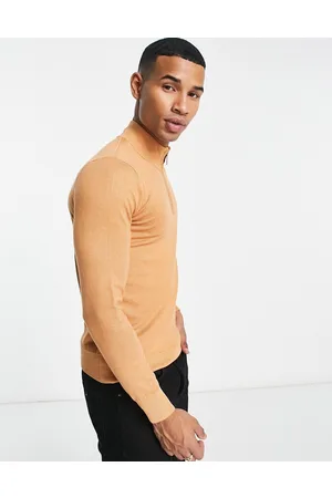 Gianni Feraud Half zip funnel neck jumper in orange