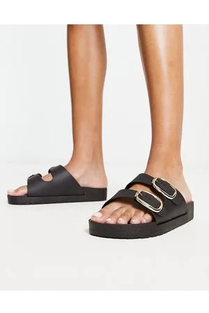 London Rebel Double buckle footbed sandals in