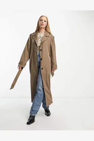 ONLY Longline trench coat in mocha