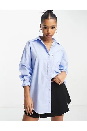 Nola Oversized Button Up Shirt - Blue
