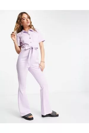 ASOS Women Jumpsuits - Twill 70s kickflare boilersuit in lilac