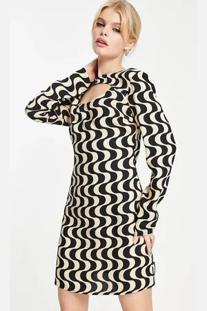 VIOLET ROMANCE Satin cut out mini dress in swirl print