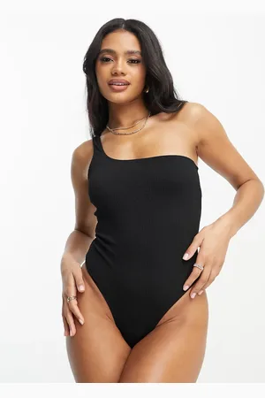 ASOS Crinkle one shoulder swimsuit in