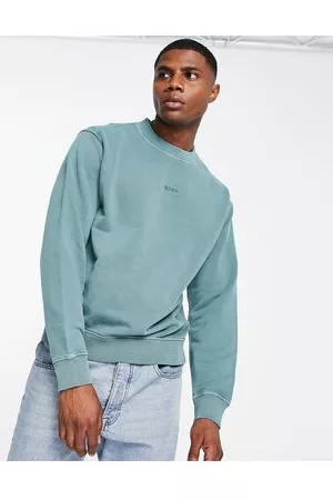 HUGO - Oversized-fit sweatshirt in cotton with stacked-logo jacquard