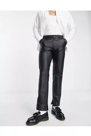 Topman Men Leather Trousers - Straight faux leather trousers in
