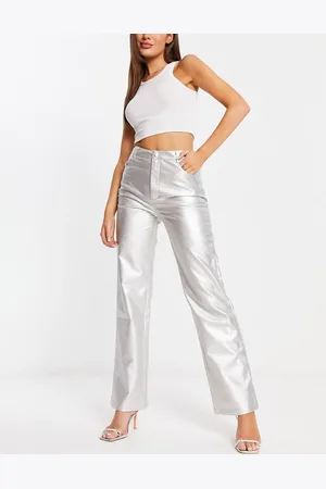 Bailey Rose Straight leg trousers in high shine silver