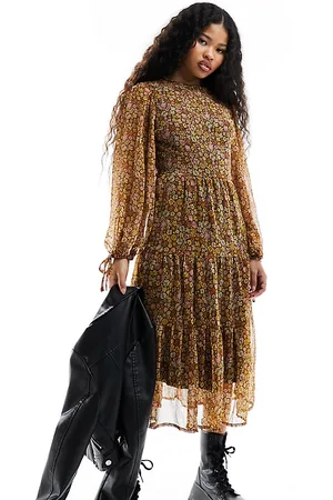 VIOLET ROMANCE Smock midaxi dress in floral print