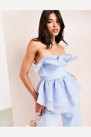 ASOS Co-ord bandeau corsetted tiered ruffle top in