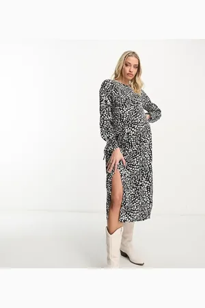 VIOLET ROMANCE Midaxi dress in monochrome floral print