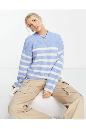 Monki Knitted jumper in and off white stripe