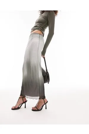 Topshop Mesh ombre midi skirt in monochrome