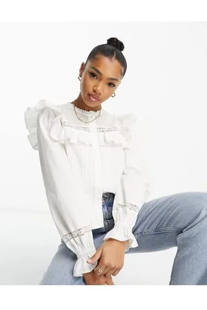 Miss Selfridge Victoriana lace insert shirt in