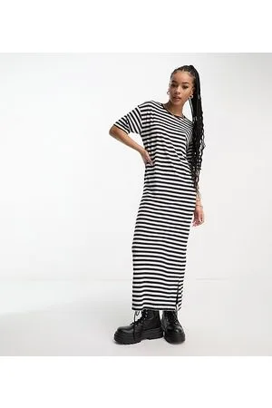 Noisy May Maxi t-shirt dress in black & white stripe