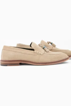 WALK LONDON West tassel loafers in beige suede