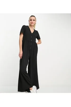 ASOS DESIGN short sleeve tea jumpsuit in black
