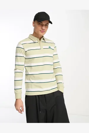 Only & Sons Rugby polo in beige stripe
