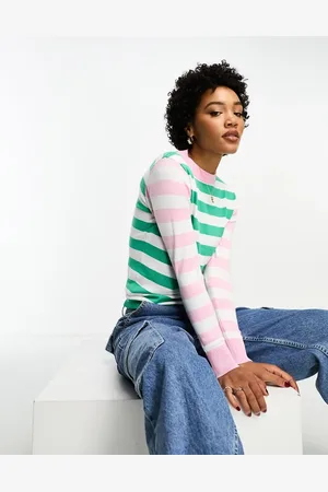 Gianni Feraud Contrast trim striped jumper in green