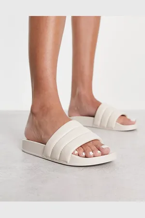 Truffle Collection Padded pool sliders in beige