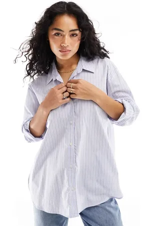Pull&Bear Oversized striped shirt in with contrast white stripe
