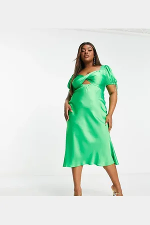 ASOS ASOS DESIGN Curve satin midi tea dress with twist front in