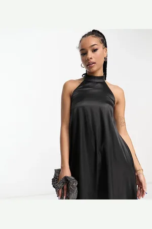 Urban Threads Satin high neck mini dress in