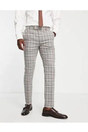 Men's Grey Orange Check Skinny Suit Trouser | Ben Sherman