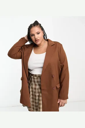 Heartbreak Plus Oversized dad blazer in chocolate