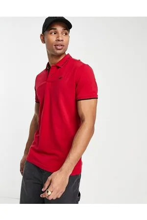 Hollister varsity logo tipping pique polo in black