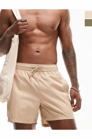 Topman 2 pack swim shorts in stone and khaki