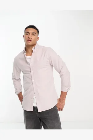 River Island Long sleeve smart oxford shirt in stone