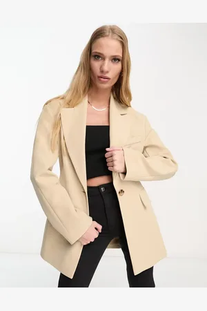 ASOS Blazer with exaggerated shoulder in taupe