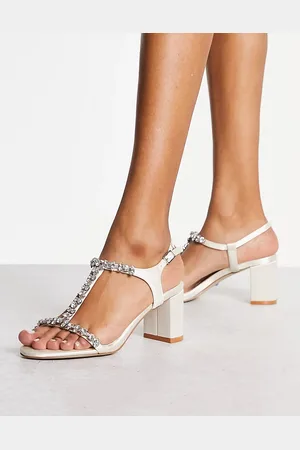 Dune Bridal embellished T bar sandals in ivory