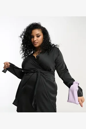 NaaNaa Satin blazer dress with tie waist in