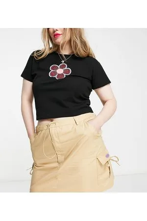 Plus Black Cargo Mini Skirt