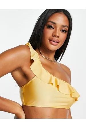 NA-KD Frilly one shoulder bikini top in