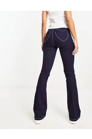 Don't Think Twice DTT Bianca high waisted flare disco jeans in mid