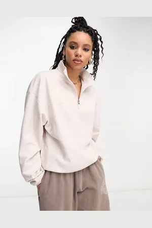 ASOS Half zip sweatshirt in oatmeal marl