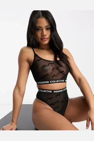ASOS Flocked mesh bralette in