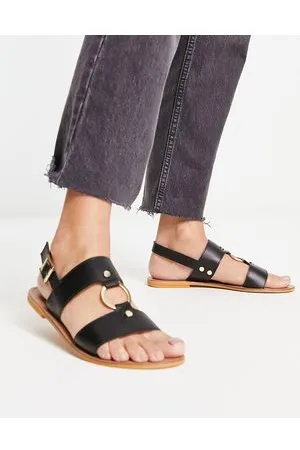 ASOS DESIGN Fame buckle sliders in black