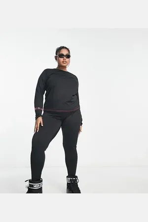 Threadbare Plus Ski base layer banded waistband leggings and long sleeeve top set in